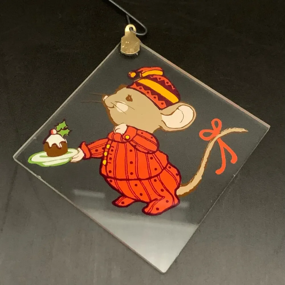 Vintage Mouse Flat Glass Christmas Tree Ornaments